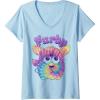 imageWomens Furby Tie Dyed Cute Portrait Logo VNeck TShirtBaby Blue
