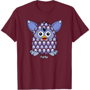 imageFurby Boom Classic Toy Blue Shapes Pattern Portrait TShirtBurgundy