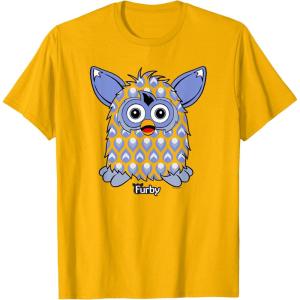 imageFurby Boom Classic Toy Blue Shapes Pattern Portrait TShirtGolden Yellow