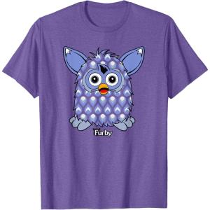 imageFurby Boom Classic Toy Blue Shapes Pattern Portrait TShirtPurple Heather