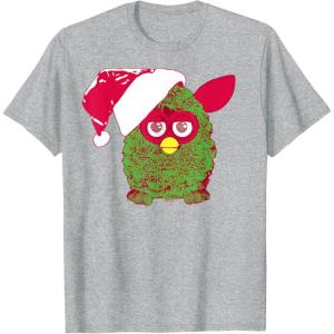 imageFurby Christmas Santa Hat Portrait TShirtHeather Grey