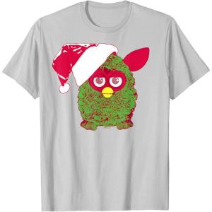 imageFurby Christmas Santa Hat Portrait TShirtSilver Grey