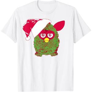 imageFurby Christmas Santa Hat Portrait TShirtWhite