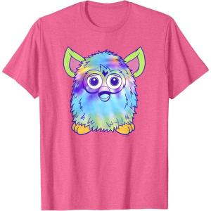 imageFurby Classic Toy Tie Dye Pattern Vintage Smiling Portrait TShirtPink Heather