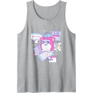 imageFurby Cute Retro Computer Friend Save Me Big Chest Poster Tank TopHeather Grey