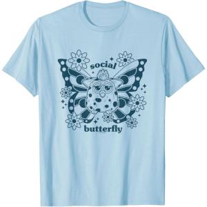 imageFurby Cute Social Butterfly Floral Big Chest Logo TShirtBaby Blue