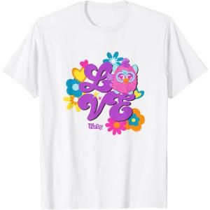 imageFurby Groovy Vintage Love 70s Rainbow Floral Purple Logo TShirtWhite