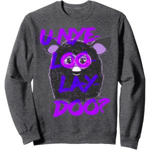 imageFurby UNyeLooLayDoo Retro Graphic Portrait SweatshirtDark Heather Grey