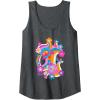 imageFurby Groovy Vintage 70s Rainbow Floral Waves Poster Tank TopDark Heather Grey