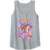 imageFurby Groovy Vintage 70s Rainbow Floral Waves Poster Tank TopHeather Grey