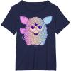 imageFurby Retro Neon Gradient Big Cute Portrait TShirtNavy Blue