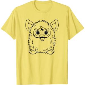 imageFurby Classic Toy Outline Vintage Smiling Portrait TShirtLemon Yellow