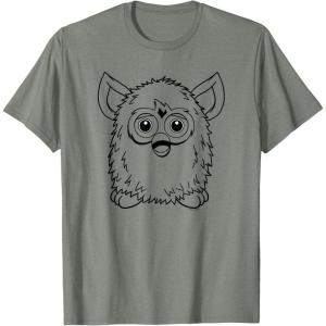 imageFurby Classic Toy Outline Vintage Smiling Portrait TShirtOlive Heather
