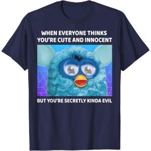 imageFurby Cute But Secretly Kinda Evil Photo Meme TShirtNavy Blue
