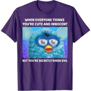 imageFurby Cute But Secretly Kinda Evil Photo Meme TShirtPurple