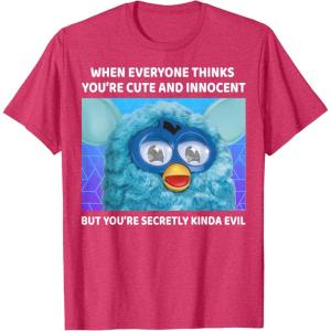 imageFurby Cute But Secretly Kinda Evil Photo Meme TShirtRed Heather