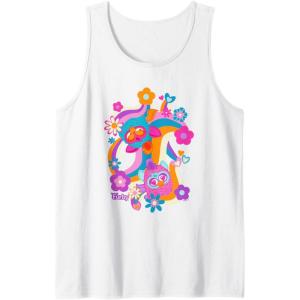 imageFurby Groovy Vintage 70s Rainbow Floral Waves Poster Tank TopWhite