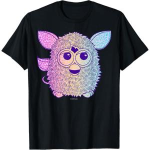 imageFurby Retro Neon Gradient Big Cute Portrait TShirtBlack