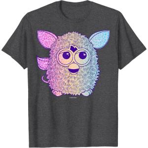 imageFurby Retro Neon Gradient Big Cute Portrait TShirtDark Heather Grey