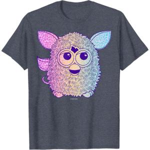 imageFurby Retro Neon Gradient Big Cute Portrait TShirtHeather Blue