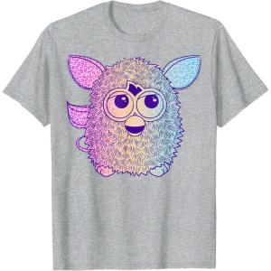 imageFurby Retro Neon Gradient Big Cute Portrait TShirtHeather Grey