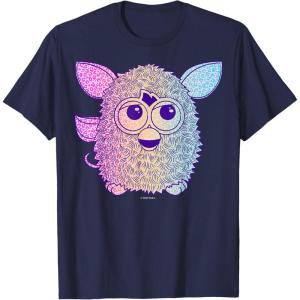 imageFurby Retro Neon Gradient Big Cute Portrait TShirtNavy Blue