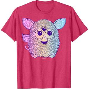 imageFurby Retro Neon Gradient Big Cute Portrait TShirtRed Heather