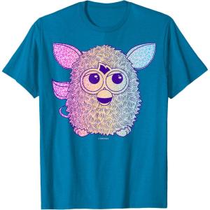 imageFurby Retro Neon Gradient Big Cute Portrait TShirtSapphire Blue