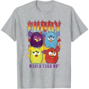 imageFurby Vintage Classic World Tour Rainbow Neon Rock Poster TShirtHeather Grey