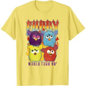 imageFurby Vintage Classic World Tour Rainbow Neon Rock Poster TShirtLemon Yellow