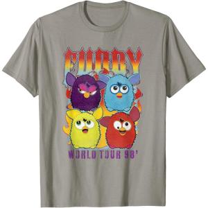 imageFurby Vintage Classic World Tour Rainbow Neon Rock Poster TShirtSlate Grey