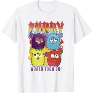 imageFurby Vintage Classic World Tour Rainbow Neon Rock Poster TShirtWhite