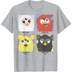 imageFurby Different Emotions Vintage Box Up TShirtHeather Grey