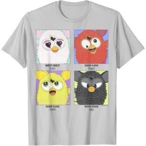 imageFurby Different Emotions Vintage Box Up TShirtSilver Grey