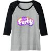imageFurby Club Furby Colorful Gradient Furry Logo Raglan Baseball TeeBlackAthletic Heather