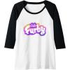 imageFurby Club Furby Colorful Gradient Furry Logo Raglan Baseball TeeBlackWhite