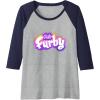 imageFurby Club Furby Colorful Gradient Furry Logo Raglan Baseball TeeNavy BlueAthletic Heather