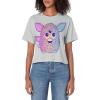 imageFurby Retro Neon Gradient Big Cute Portrait Womens Crop TopHeather Grey