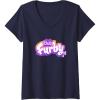 imageWomens Furby Club Furby Colorful Gradient Musical Notes Furry Logo VNeck TShirtNavy Blue