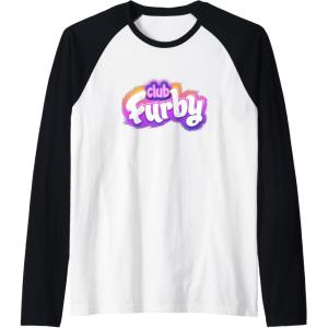 imageFurby Club Furby Colorful Gradient Furry Logo Raglan Baseball TeeBlackWhite