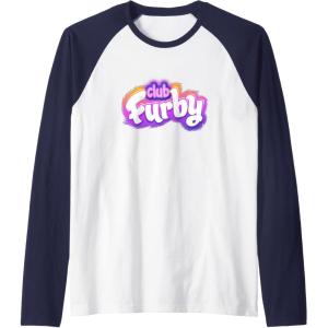 imageFurby Club Furby Colorful Gradient Furry Logo Raglan Baseball TeeNavy BlueWhite