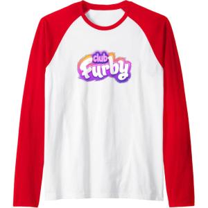 imageFurby Club Furby Colorful Gradient Furry Logo Raglan Baseball TeeRedWhite