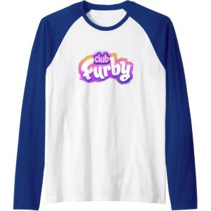 imageFurby Club Furby Colorful Gradient Furry Logo Raglan Baseball TeeRoyal BlueWhite