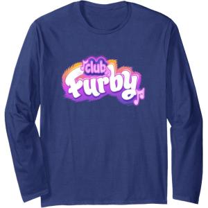 imageFurby Club Furby Colorful Gradient Musical Notes Furry Logo Long Sleeve TShirtNavy Blue