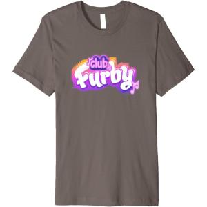 imageFurby Club Furby Colorful Gradient Musical Notes Furry Logo Premium TShirtAsphalt Grey
