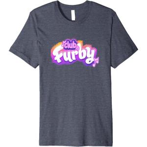 imageFurby Club Furby Colorful Gradient Musical Notes Furry Logo Premium TShirtHeather Blue