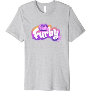 imageFurby Club Furby Colorful Gradient Musical Notes Furry Logo Premium TShirtHeather Grey