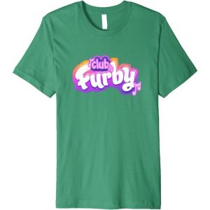 imageFurby Club Furby Colorful Gradient Musical Notes Furry Logo Premium TShirtKelly Green