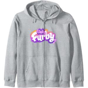 imageFurby Club Furby Colorful Gradient Musical Notes Furry Logo Zip HoodieHeather Grey