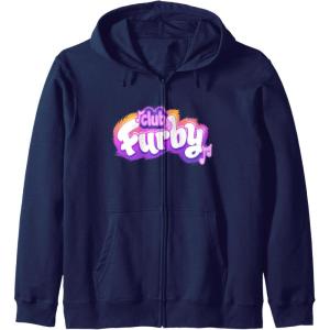 imageFurby Club Furby Colorful Gradient Musical Notes Furry Logo Zip HoodieNavy Blue